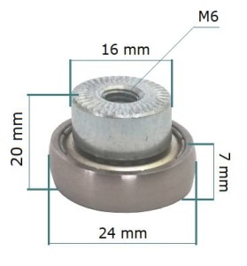 [DR213] ROLKA łożysko dachu naczepy 24mm