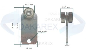 [DR14-40] ROLKA PLANDEKI  FI 22mm